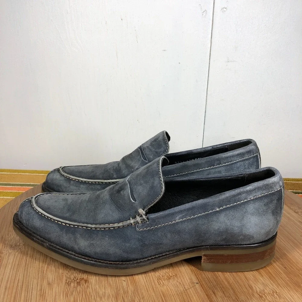 Donald Pliner size Mens 7 shoes Blue Leather Penny Classic Dress loafers
